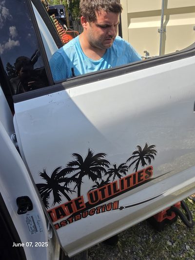 Side window replacement in progress — door glass service available throughout Goose Creek